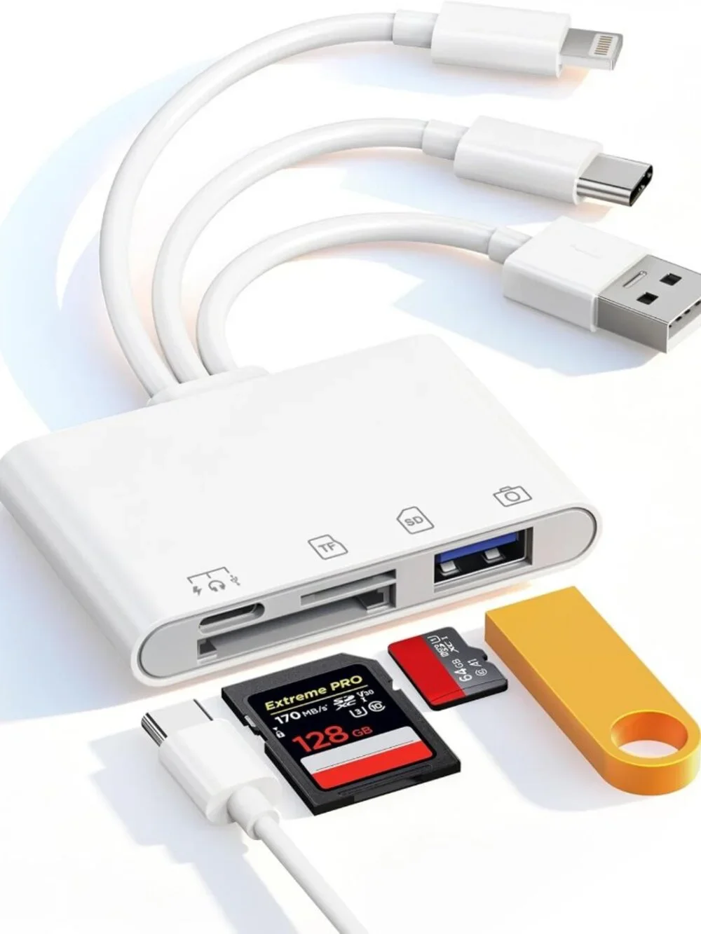 4-in-1 USB Flash Drive Adapter for iPhone & iPad - OTG, SD/Micro SD Slots